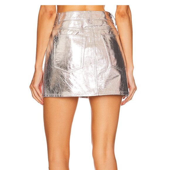 NWT Helmut Lang Mirror 5 Pocket Skirt | US 4 | Metallic Silver - Picture 2 of 6